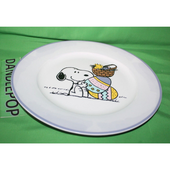 Peanuts Snoopy Dog Woodstock With Easter Egg Basket Ceramic Dinner Plate - Picture 7 of 7